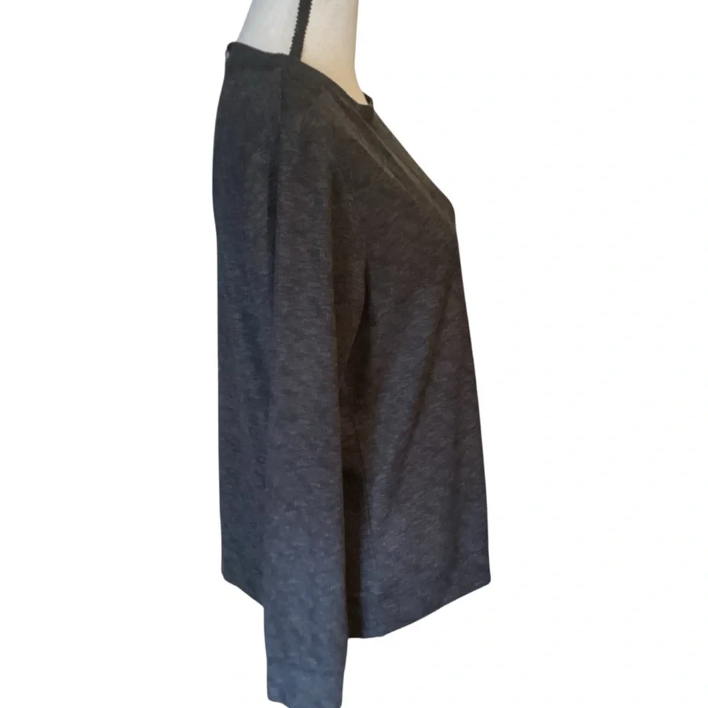 Jaclyn Intimates Whisperluxe Pajama Lounge‎ Top Waffle Knit Grey Large NWT